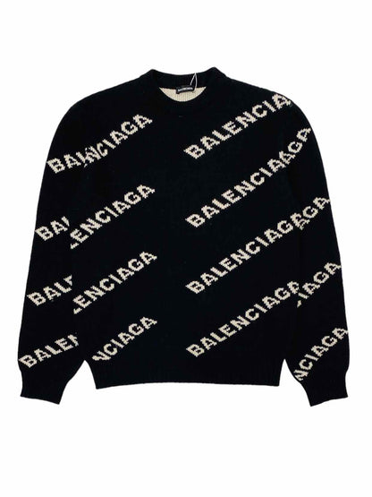 BALENCIAGA Allover Logo Black & White Jumper