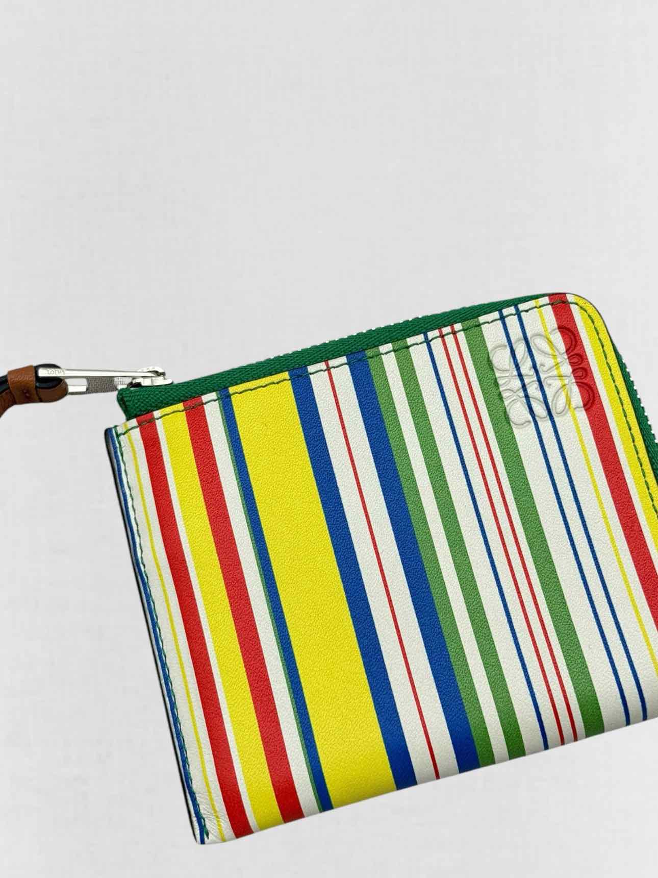 LOEWE White Multicolor Striped Compact Wallet
