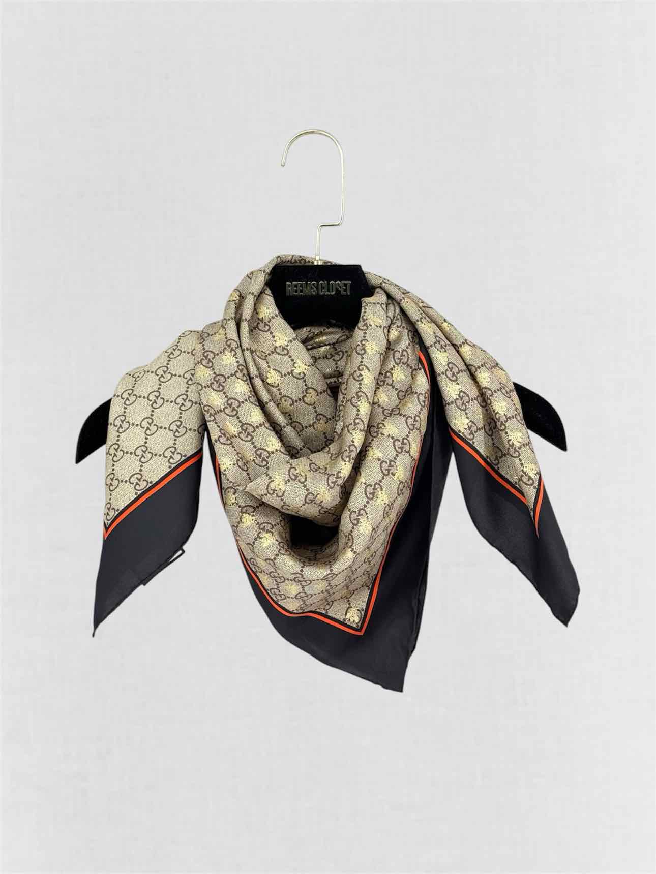 GUCCI Brown Multicolor Bee Scarf