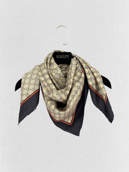 GUCCI Brown Multicolor Bee Scarf