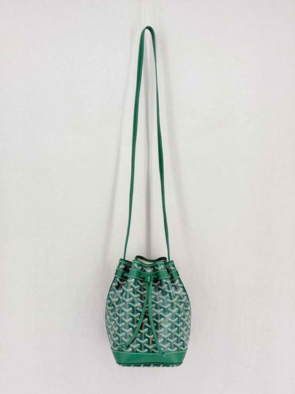 GOYARD Petit Flot Green Goyardine Chevron Bucket Bag