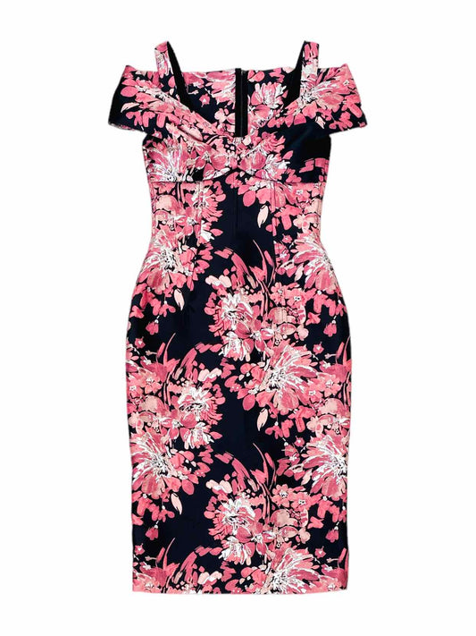 DOLCE & GABBANA Sheath Black & Pink Midi Dress US2