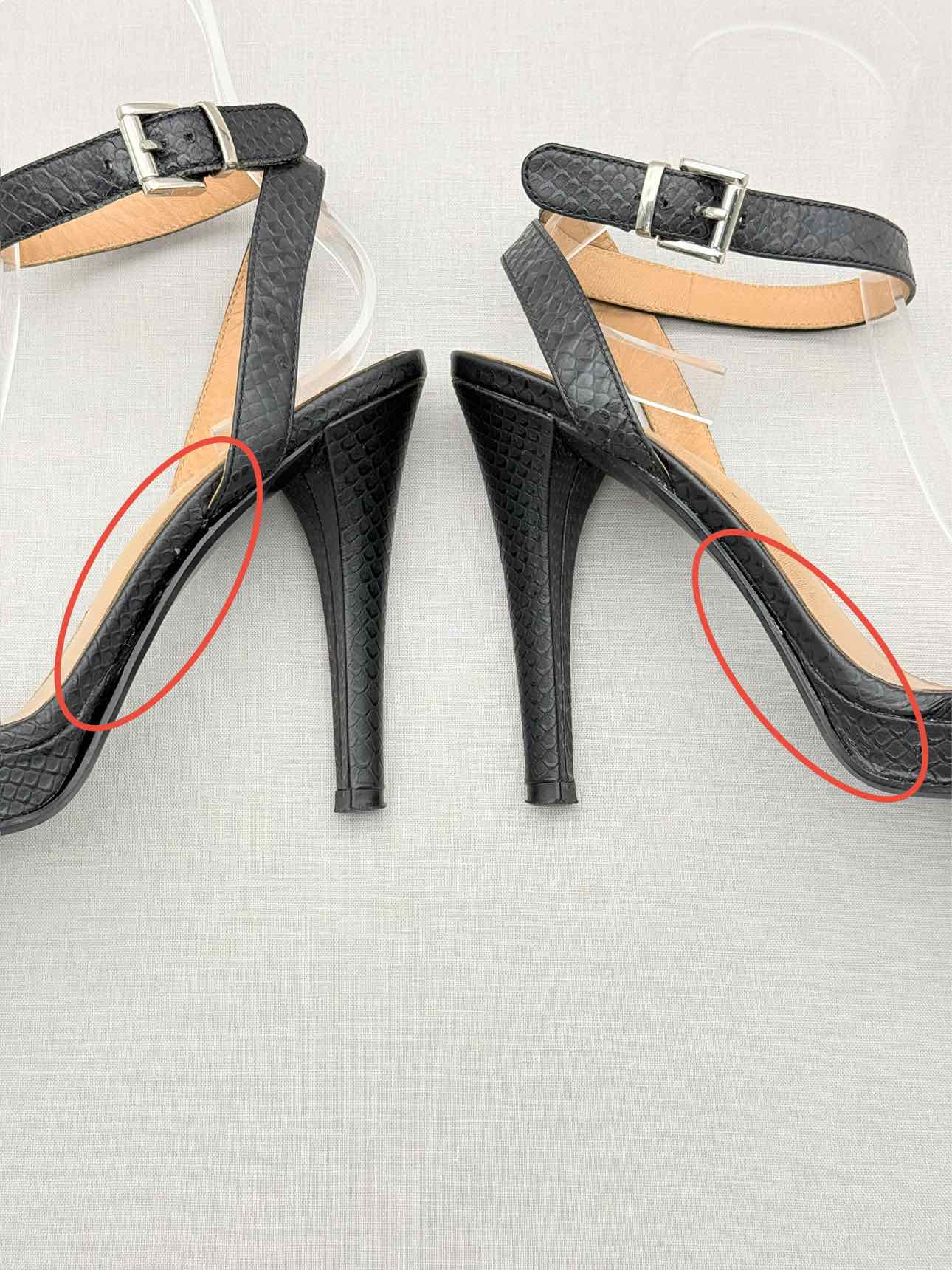 ARMANI JEANS Black Textured Size EU 38 Heeled Sandals