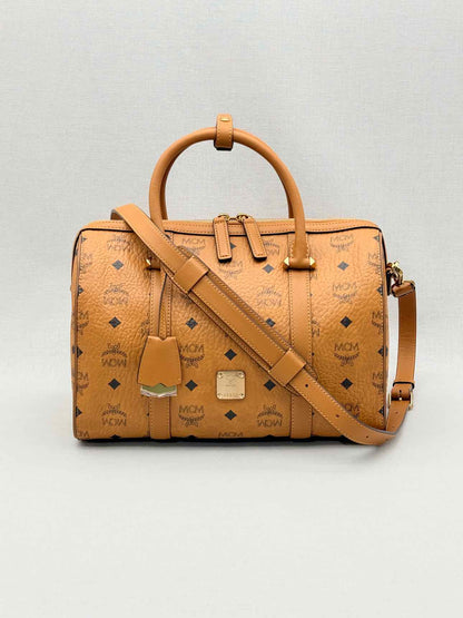 MCM Boston Brown Monogram Top Handle