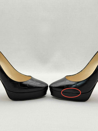 JIMMY CHOO Black Croc Embossed Size EU 39 Pumps