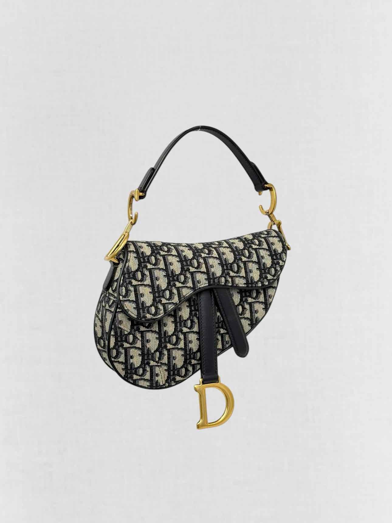 DIOR Navy Blue Oblique Saddle Bag