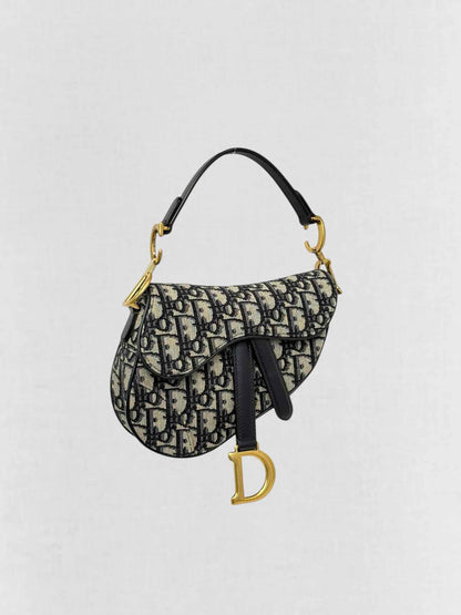 DIOR Navy Blue Oblique Saddle Bag