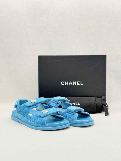 CHANEL Dad Blue Quilted Size EU 39 Sandals