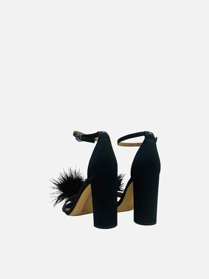 SAM EDELMAN Yaro Feather Black Heeled Sandals 37.5