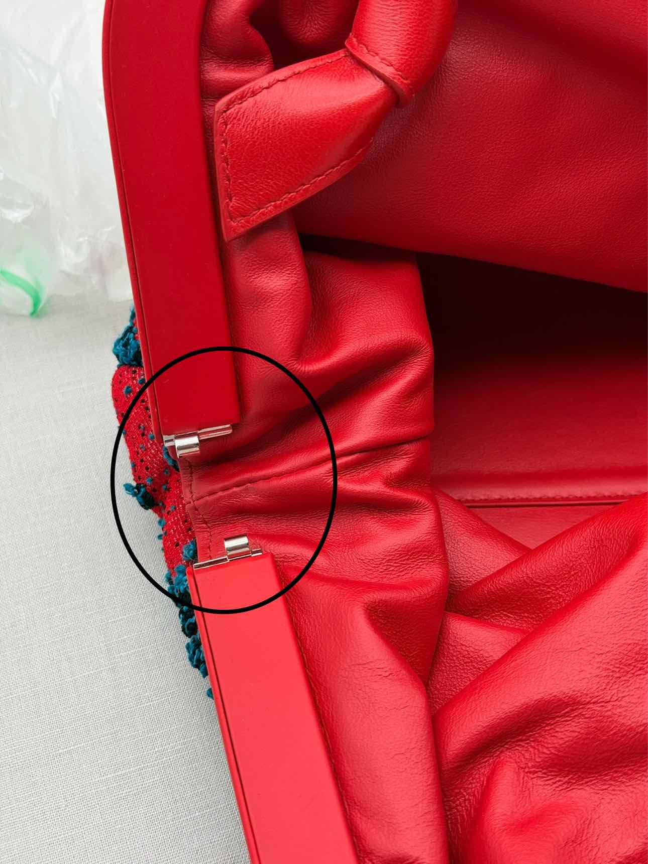 BOTTEGA VENETA Triangle Red & Blue Top Handle