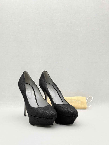 SERGIO ROSSI Black Lizard Embossed Size EU 41 Pumps