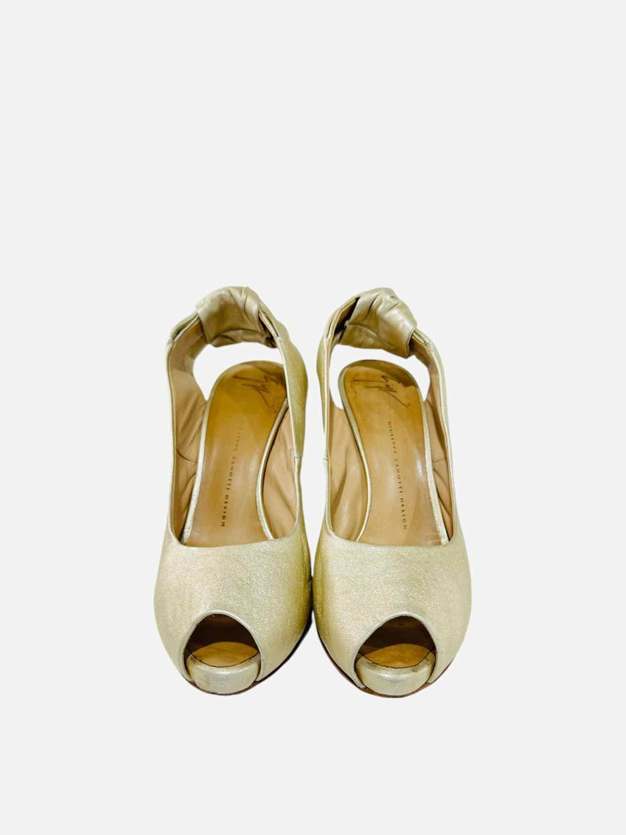 GIUSEPPE ZANOTTI Peep Toe Gold Size EU 39.5 Slingbacks