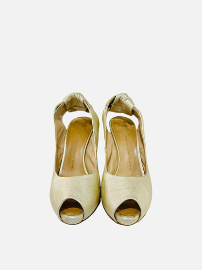 GIUSEPPE ZANOTTI Peep Toe Gold Size EU 39.5 Slingbacks