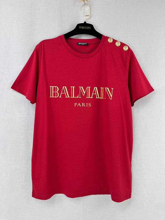 BALMAIN Logo Red Size Large T-shirt