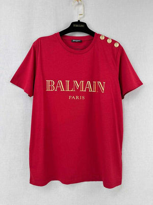 BALMAIN Logo Red Size Large T-shirt