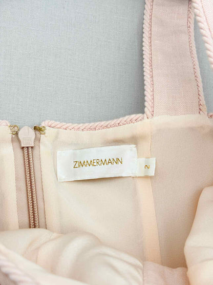 ZIMMERMANN Pink w/ Brown Size Medium Short Dress