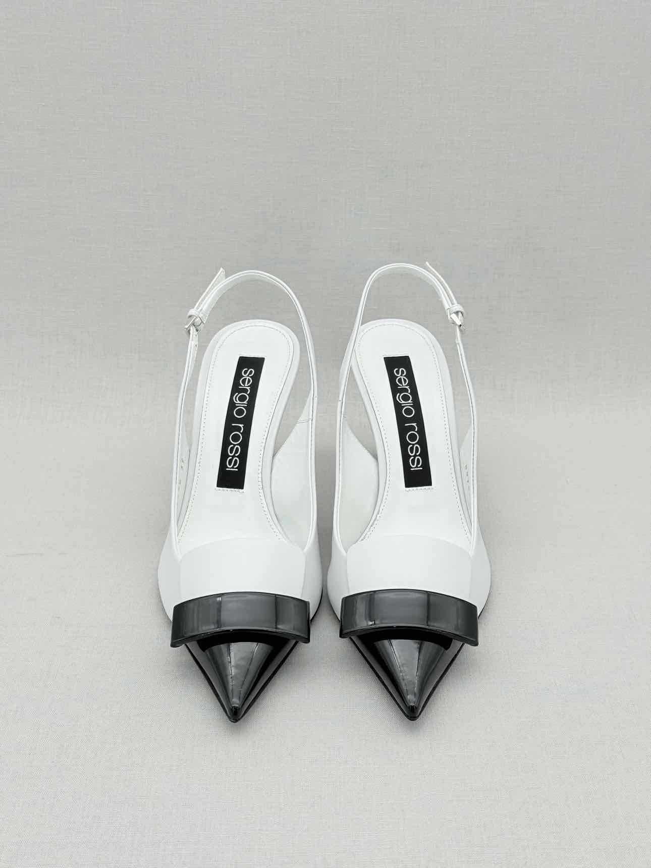 SERGIO ROSSI White & Black Size EU 39 Slingbacks
