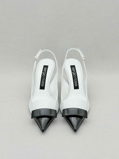 SERGIO ROSSI White & Black Size EU 39 Slingbacks