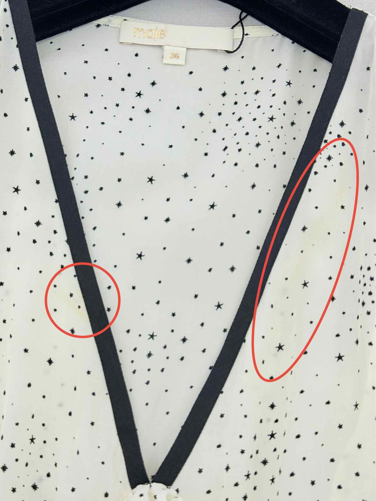 MAJE Racky Off-white & Black Size US 4 Midi Dress