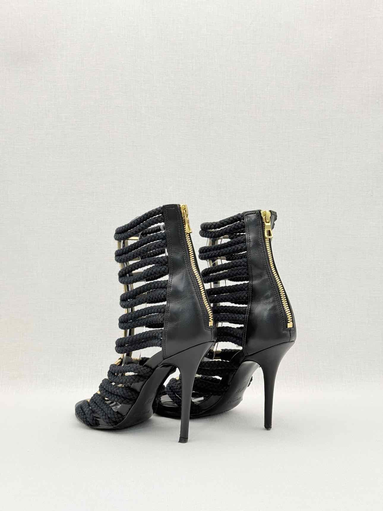 BALMAIN Gladiator Black Rope Size EU 37 Heeled Sandals