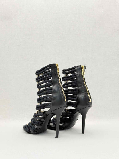 BALMAIN Gladiator Black Rope Size EU 37 Heeled Sandals