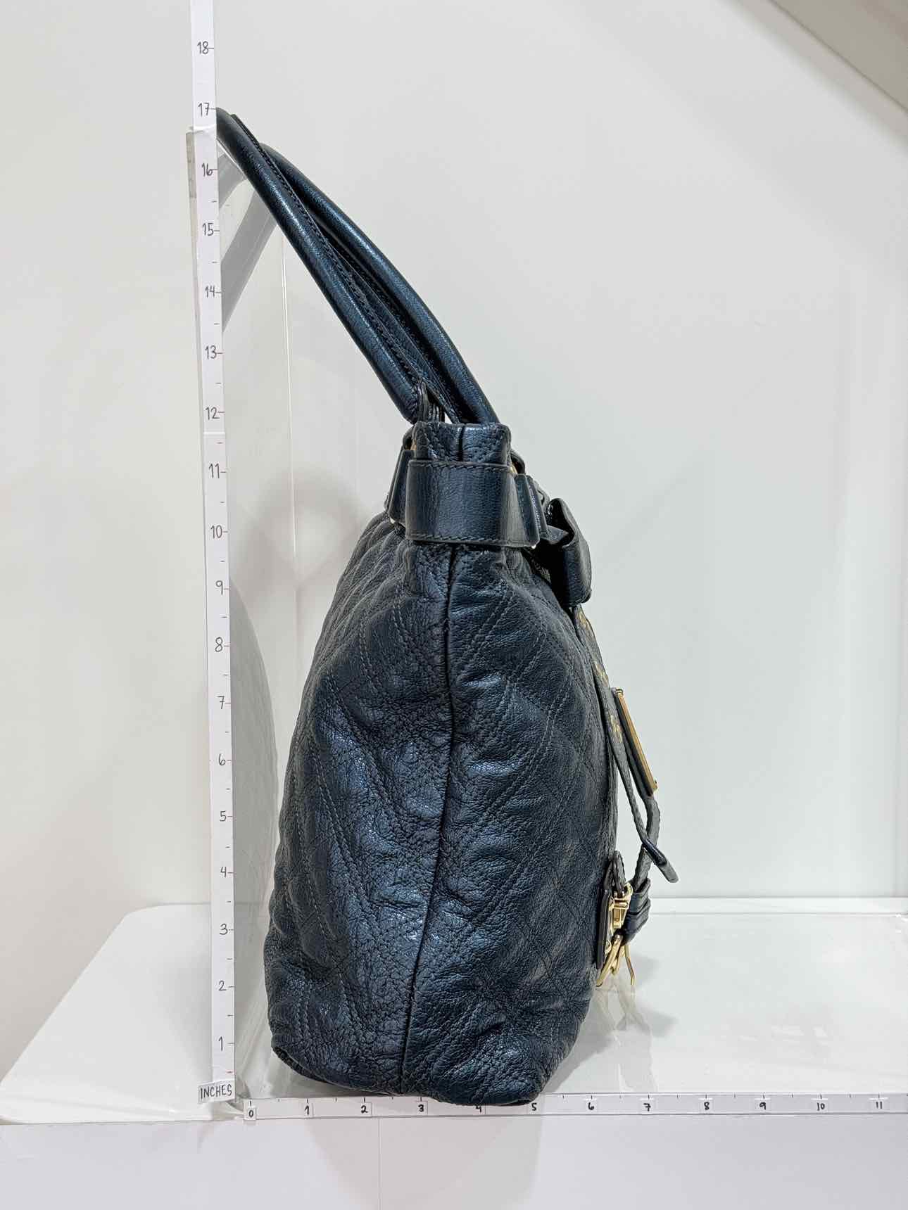 MARC JACOBS Bruna Metallic Blue Quilted Tote Bag