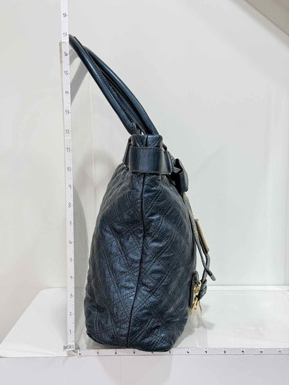 MARC JACOBS Bruna Metallic Blue Quilted Tote Bag