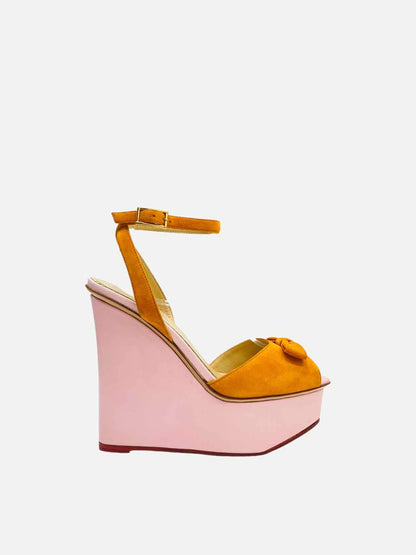 CHARLOTTE OLYMPIA Ankle Strap Orange & Pink Wedges 36