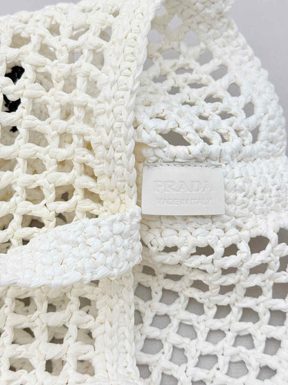 PRADA Crochet White Tote Bag