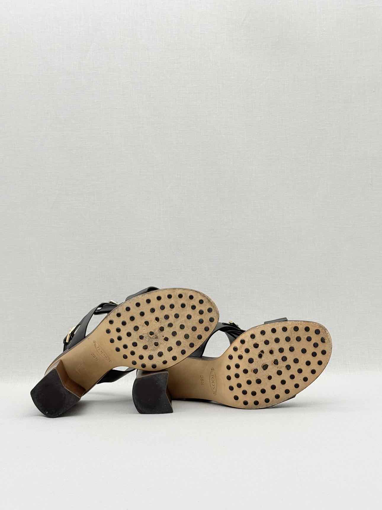TOD'S Black Size EU 38.5 Heeled Sandals