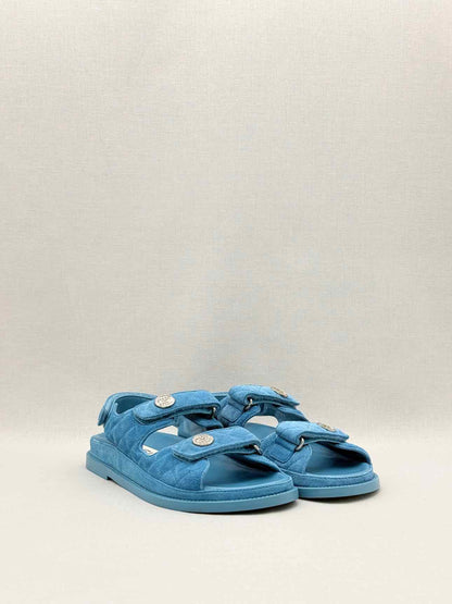 CHANEL Dad Blue Quilted Size EU 39 Sandals