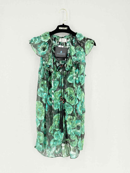 LANVIN Green Multicolor Floral Print Size US 2 Blouse