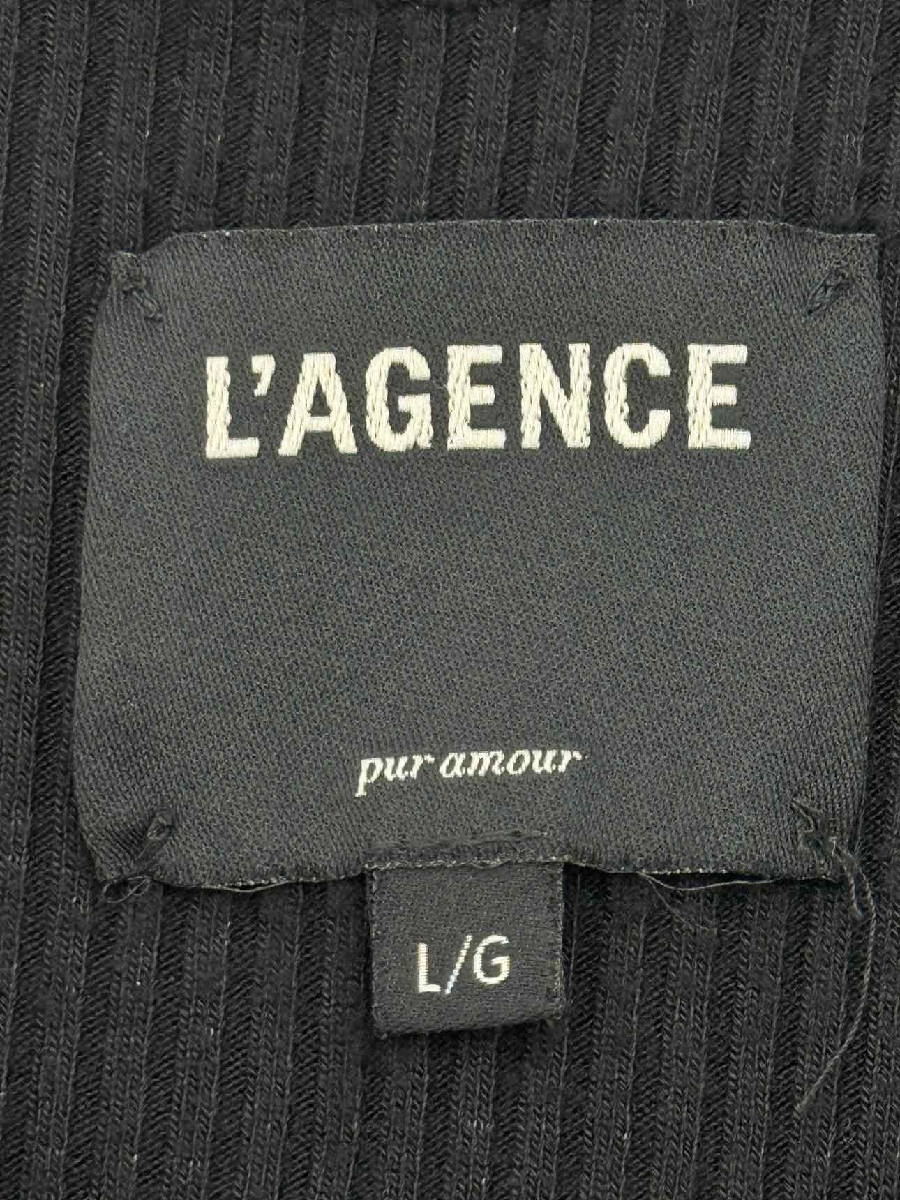 L'AGENCE Black Ribbed Size Large Top