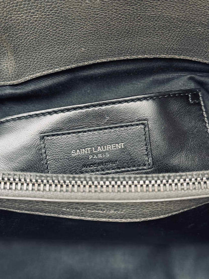 SAINT LAURENT College Grey Chevron Shoulder Bag
