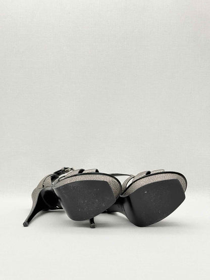 YSL Tribute Metallic Grey Size EU 40 Platform Sandals