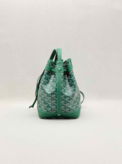 GOYARD Petit Flot Green Goyardine Chevron Bucket Bag