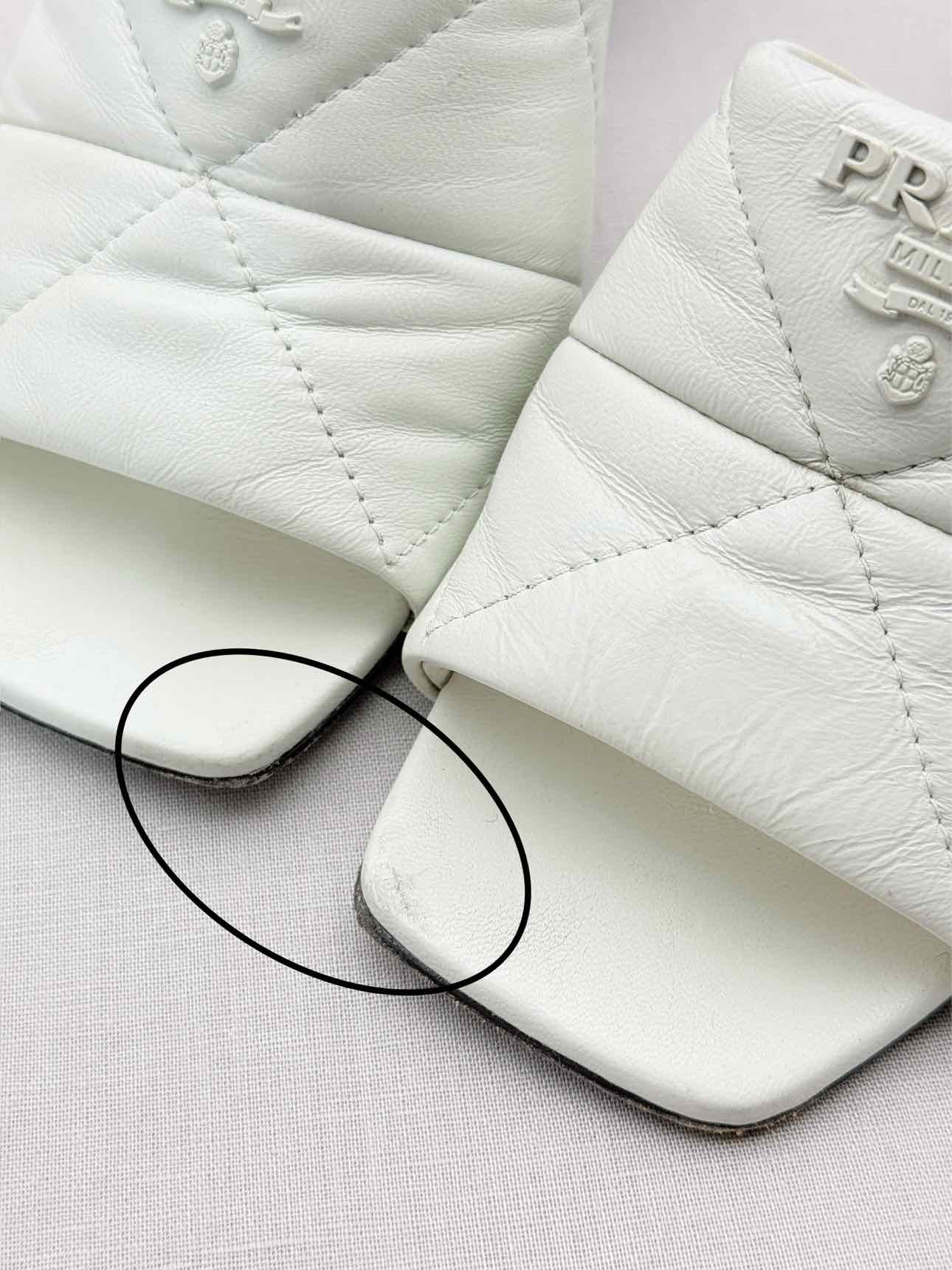 PRADA White Quilted Size EU 37.5 Heeled Sandals
