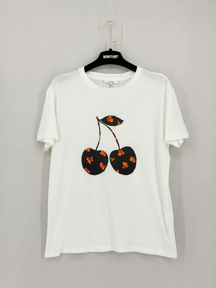 GANNI Harway Cherry White Multicolor Size Large T-shirt
