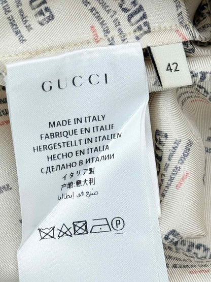 GUCCI Gold w/ Black Invite Stamp Print Size US 6 Shirt