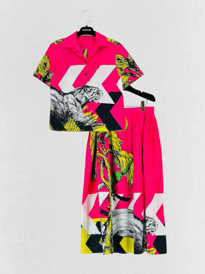 DIOR Pink Multicolor Size US 4/12 Top & Skirt Outfit