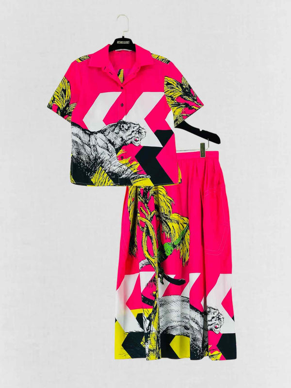 DIOR D-Jungle Pink Multicolor Size US 4/12 Outfit Set