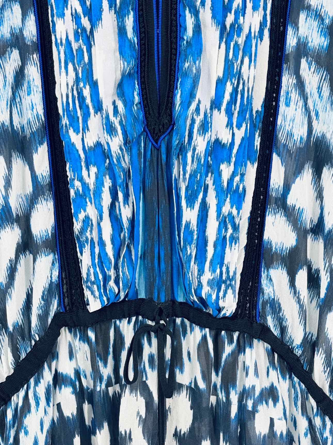 ROBERTO CAVALLI Blue Multicolor Size US 4 Blouse
