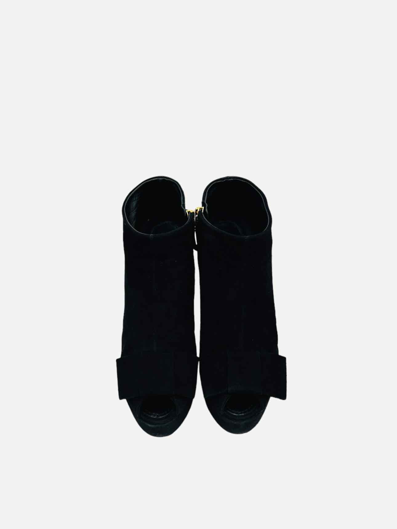 LOUIS VUITTON Peep Toe Black Booties 38