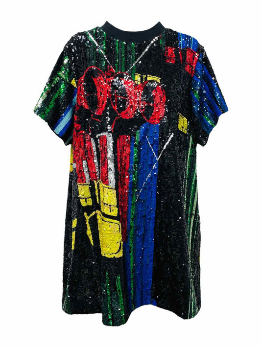 LOUIS VUITTON Black Multicolor T-Shirt Dress