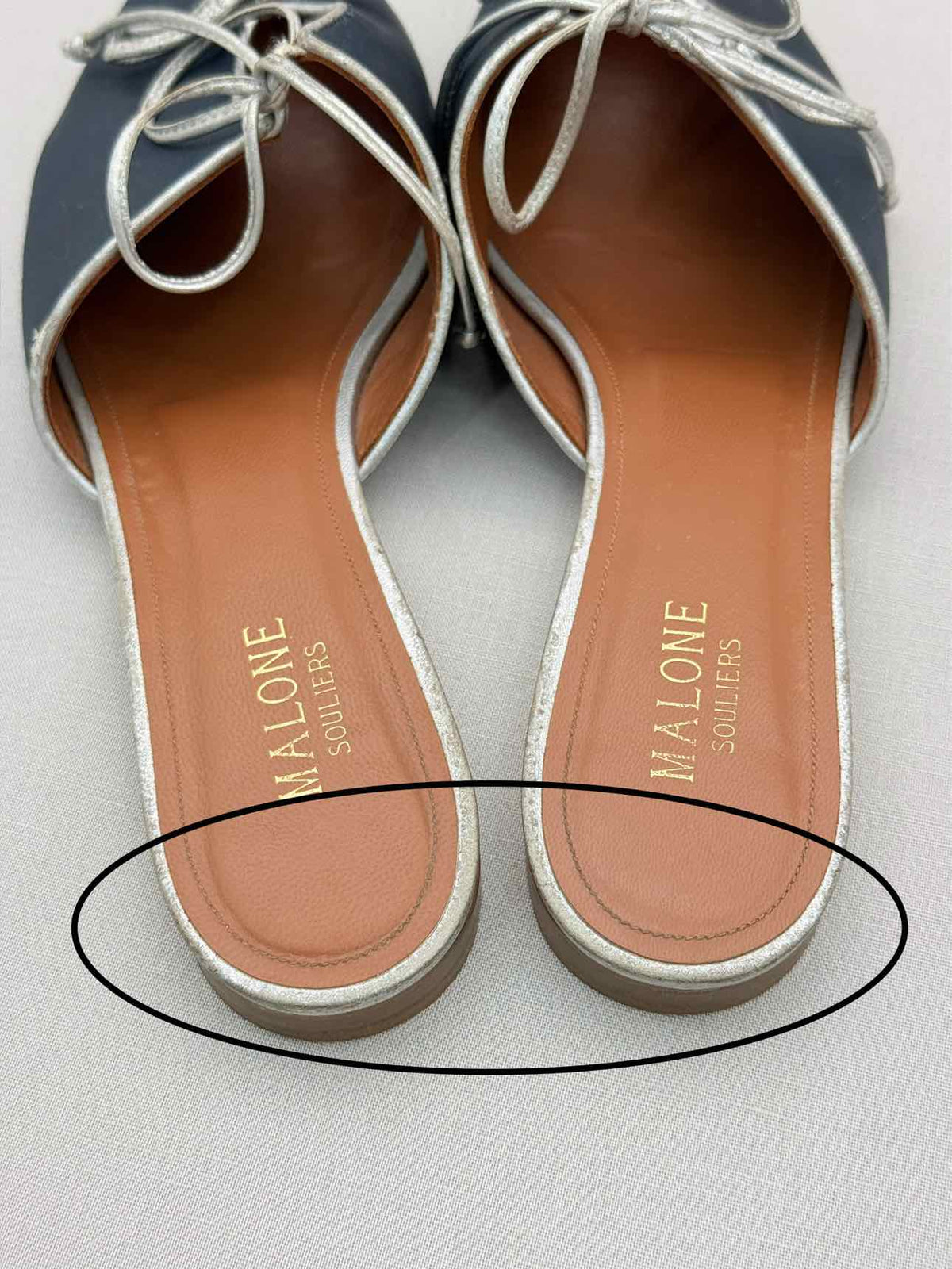 MALONE SOULIERS Navy Blue w/ Silver Size EU 39.5 Mules