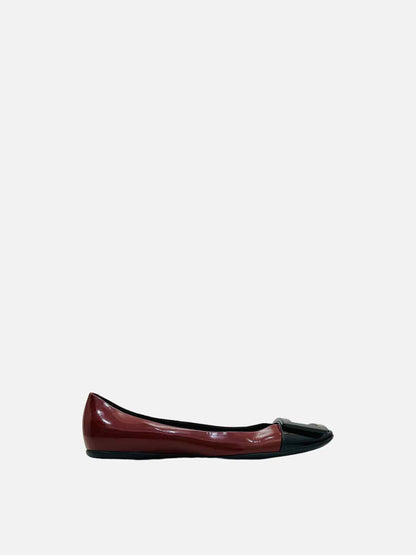 ROGER VIVIER Trompette Red & Black Ballet Flats