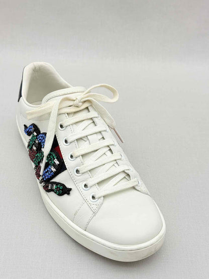 GUCCI Snake Ace White Embellished Size EU 37.5 Sneakers