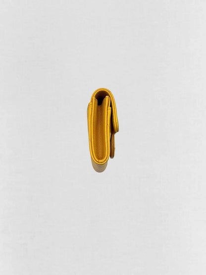 CHANEL Yellow Quilted Compact Wallet