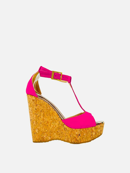 JIMMY CHOO T-bar Pink Wedges 36.5