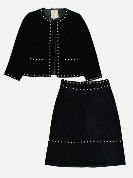 KATE SPADE Stud Embellished Black Jacket & Skirt